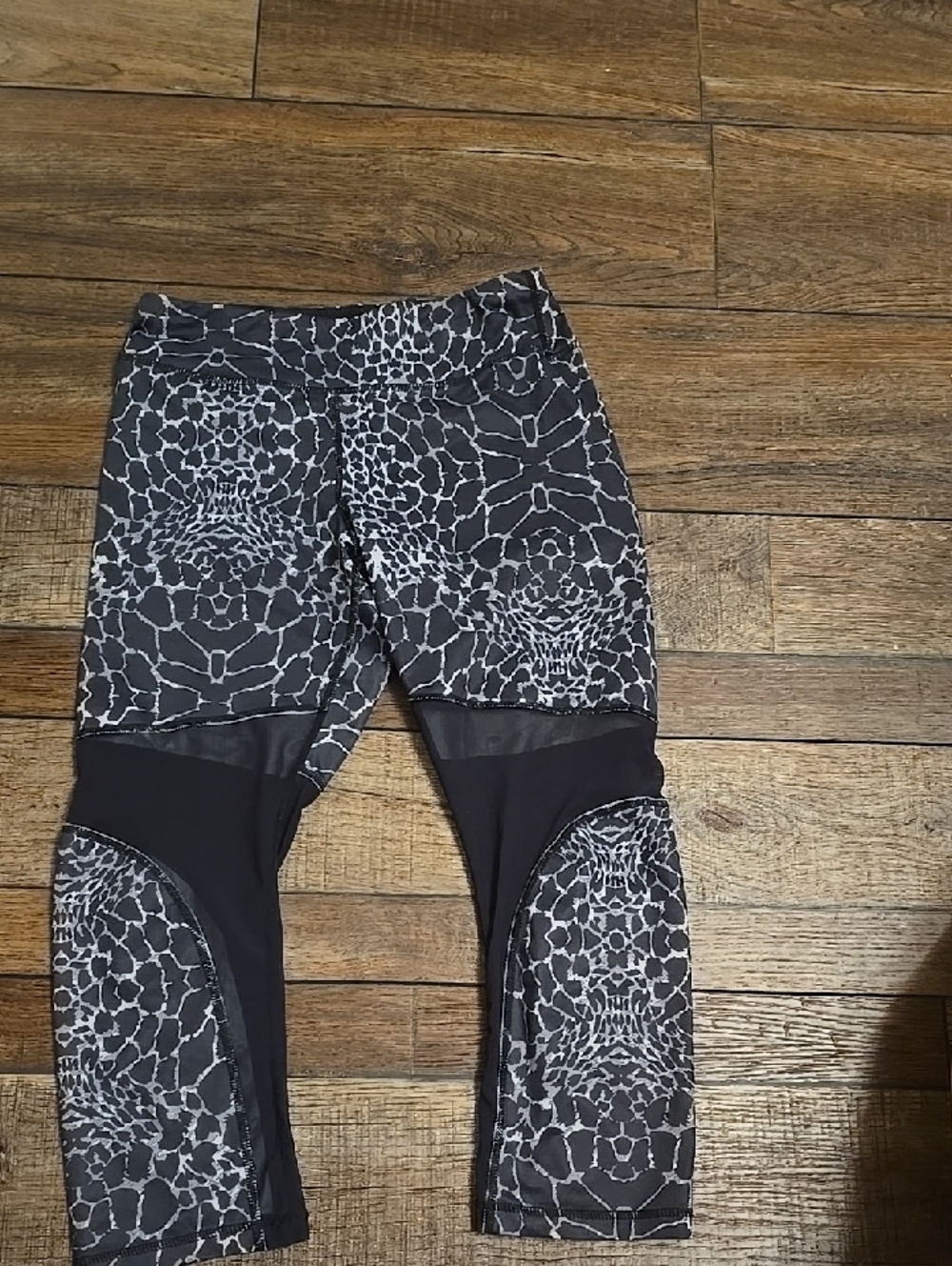 Gray and Black Patterned Athletic Leggings